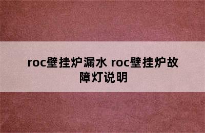 roc壁挂炉漏水 roc壁挂炉故障灯说明